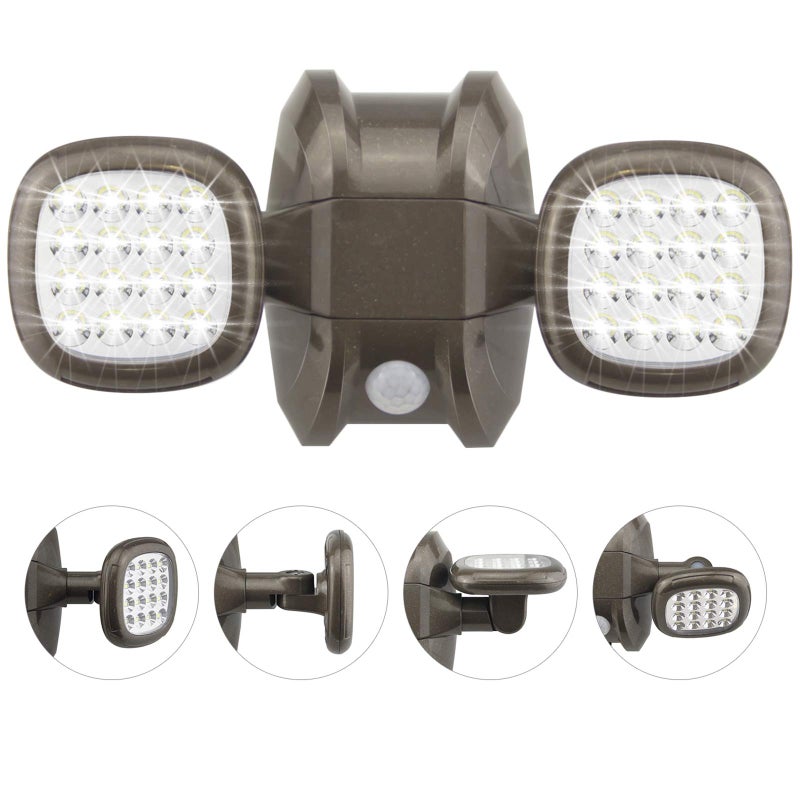 HONWELL Motion Sensor Light Outdoor Battery Operated Outside Security Flood Light Cordless IP65 Waterproof 32 LED Dual Head Spotlights, Motion Detector Lights for House Garage Porch Garden Shed - Image 1